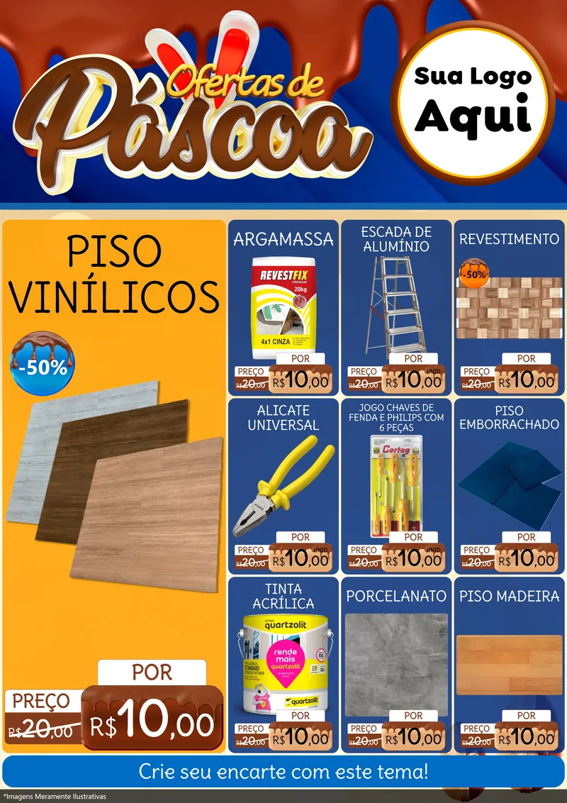 Modelo de Encarte para Encarte A4 Vertical com o tema Ofertas de Páscoa para Material para Construção