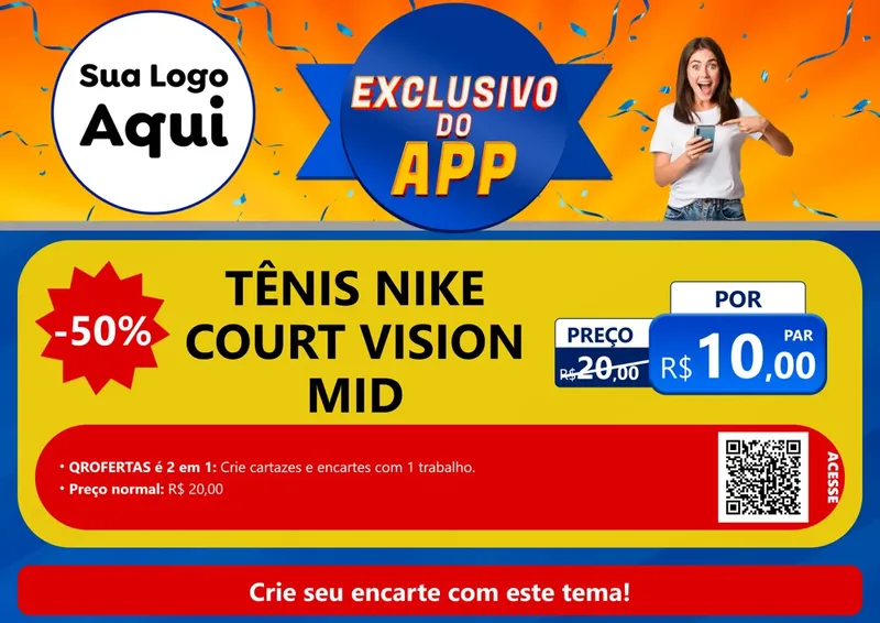 Modelo de Cartaz para Cartaz A4 Horizontal com o tema Exclusivo do Aplicativo para Calçados