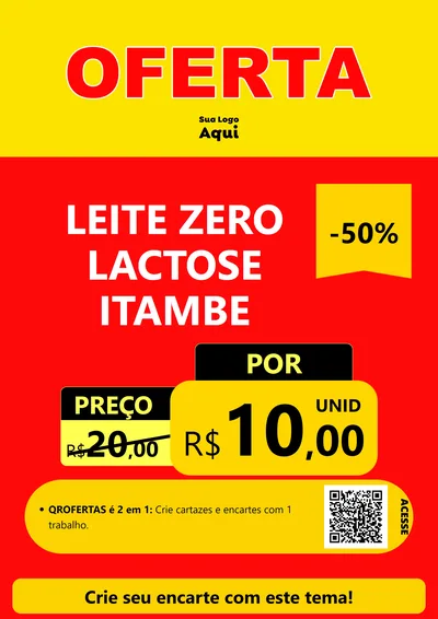 Modelo de Cartaz para Cartaz A4 Vertical com o tema OFERTA - Vermelho Cartaz para Frios e Laticínios