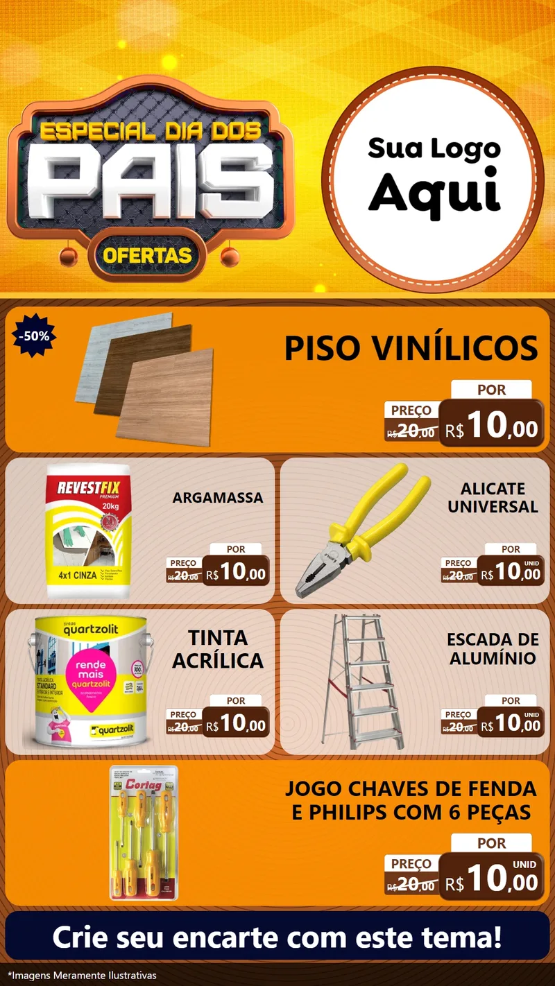 Modelo de TV para TV Vertical com o tema Especial Dia dos Pais para Material para Construção