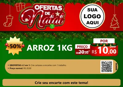 Modelo de Cartaz para Cartaz A4 Horizontal com o tema Ofertas de Natal para Supermercado
