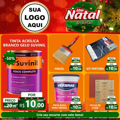 Modelo de Rede Social para Feed Facebook com o tema Um Natal de Ofertas para Tintas e Ferramentas