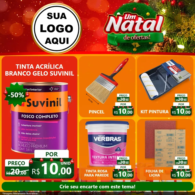 Modelo de Rede Social para Feed Facebook com o tema Um Natal de Ofertas para Tintas e Ferramentas