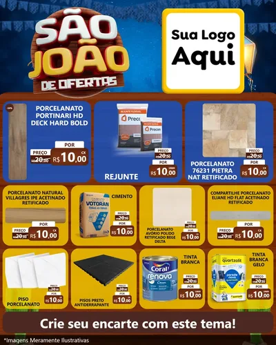 Modelo de Rede Social para Feed Instagram com o tema São João Ofertas Imbatíveis! - Junina para Pisos e revestimentos
