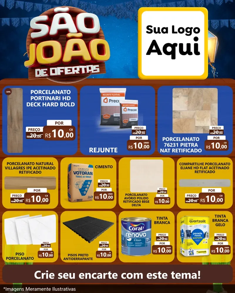 Modelo de Rede Social para Feed Instagram com o tema São João Ofertas Imbatíveis! - Junina para Pisos e revestimentos