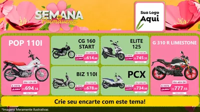 Modelo de TV para TV Horizontal com o tema Semana da Primavera para Concessionaria de Motos