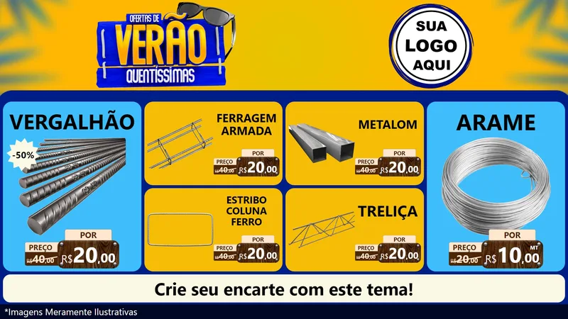 Modelo de TV para TV Horizontal com o tema Ofertas de Verão Quentíssimas para Ferragens