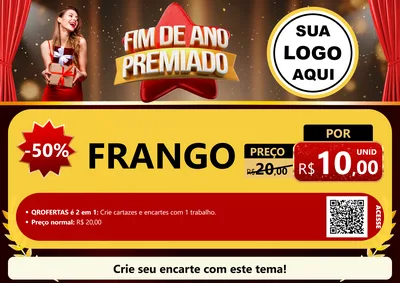Modelo de Cartaz para Cartaz A4 Horizontal com o tema Fim de Ano Premiado para Assados