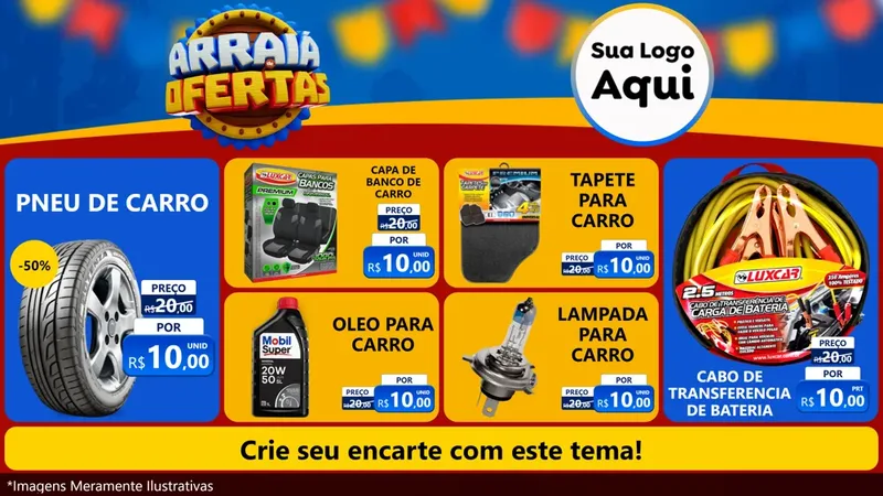 Modelo de TV para TV Horizontal com o tema Arraiá de Ofertas - Junina para Auto peças