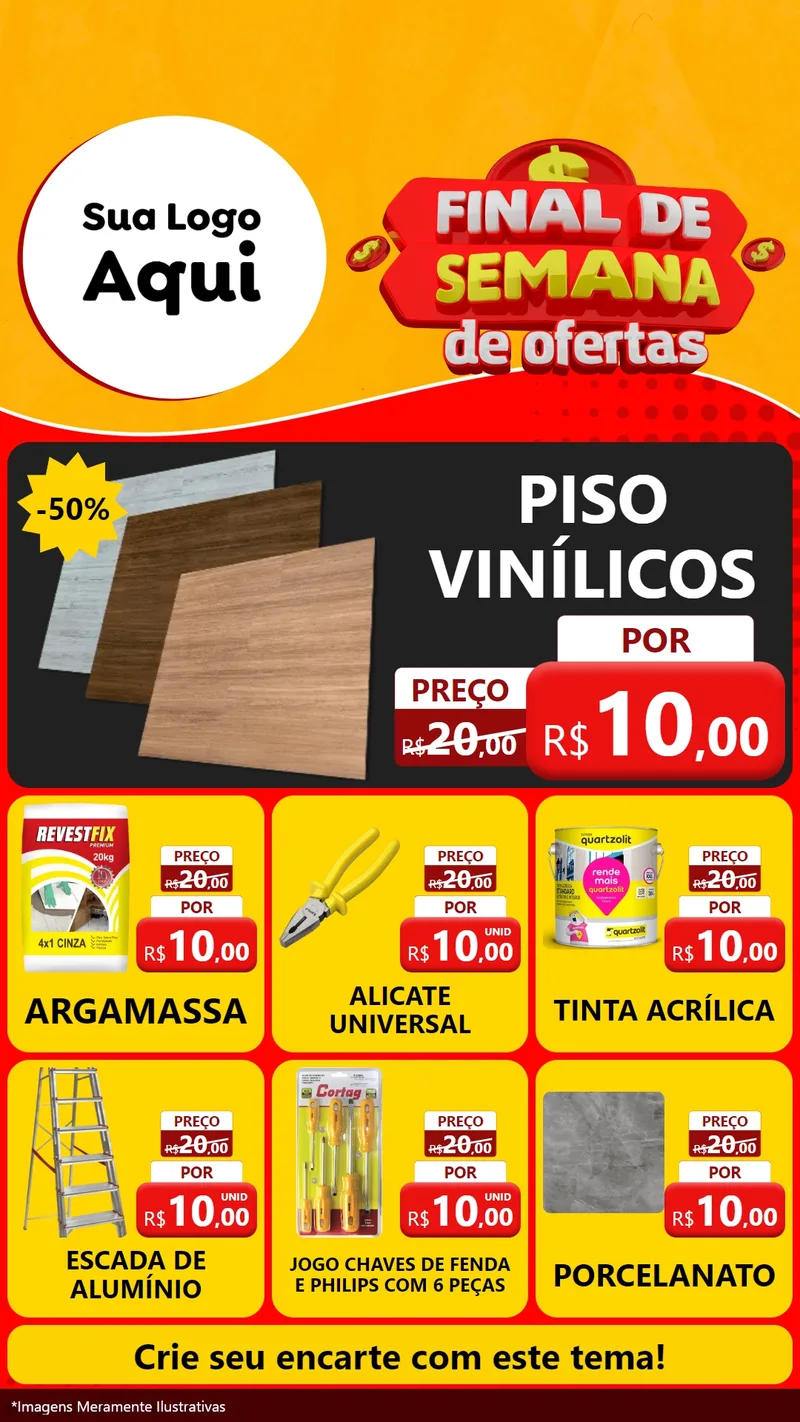 Modelo de Rede Social para Stories com o tema Final de Semana de Ofertas para Material para Construção