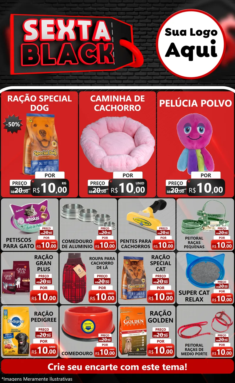 Modelo de Encarte para Encarte Grande com o tema Sexta Black para Pet Shop