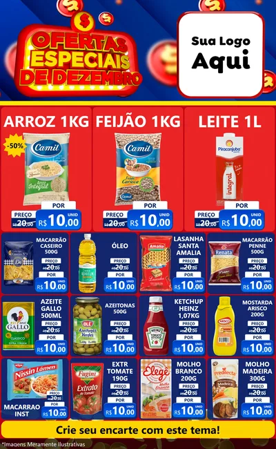 Modelo de Encarte para Encarte Grande com o tema Ofertas Especiais de Dezembro para Supermercado
