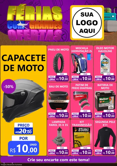Modelo de Encarte para Encarte A4 Vertical com o tema Férias com Grandes Ofertas para Moto peças