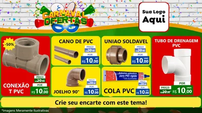 Modelo de TV para TV Horizontal com o tema Carnaval de Ofertas para Tubos e conexões