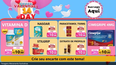 Modelo de TV para TV Horizontal com o tema Valentine's Day para Farmácia