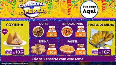 Modelo de TV para TV Horizontal com o tema Carnaval de Ofertas para Salgadaria