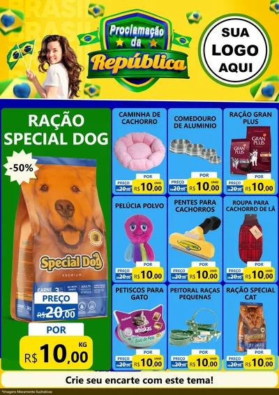 Modelo de Encarte para Encarte A4 Vertical com o tema Proclamação da República para Pet Shop