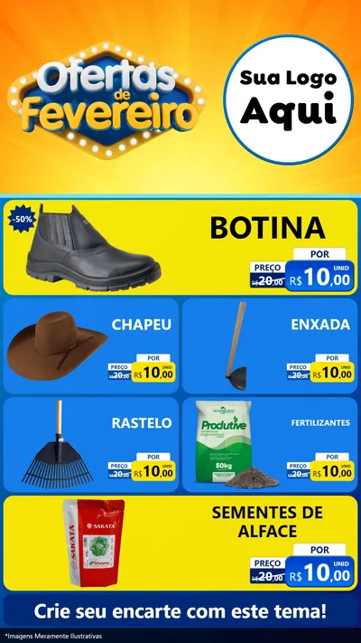 Modelo de TV para TV Vertical com o tema Ofertas de Fevereiro para Agropecuária