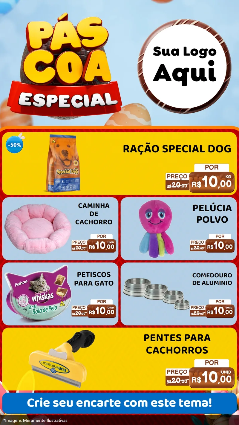 Modelo de TV para TV Vertical com o tema Páscoa Especial para Pet Shop