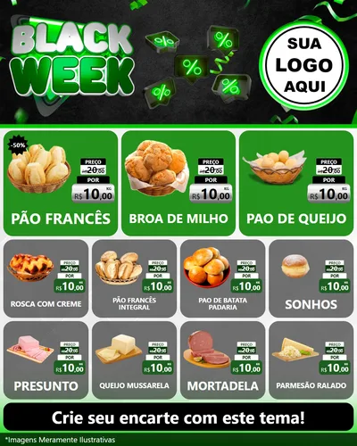 Modelo de Rede Social para Feed Instagram com o tema Black Week para Padaria