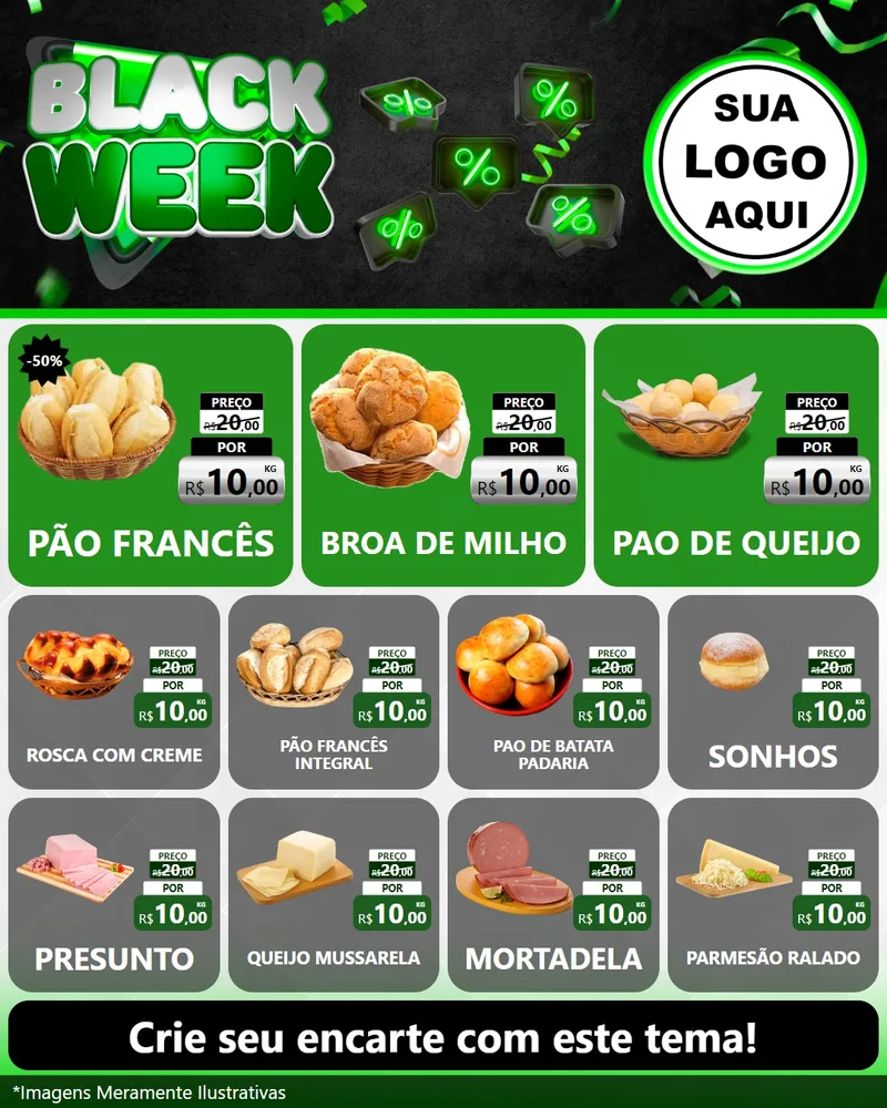 Modelo de Rede Social para Feed Instagram com o tema Black Week para Padaria