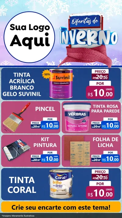 Modelo de TV para TV Vertical com o tema Ofertas de Inverno para Tintas e Ferramentas