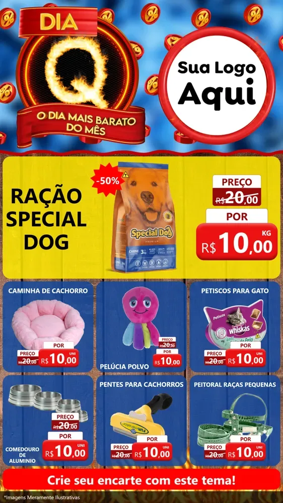 Modelo de Rede Social para Stories com o tema Dia Q - O Dia Mais Barato Do Mês para Pet Shop