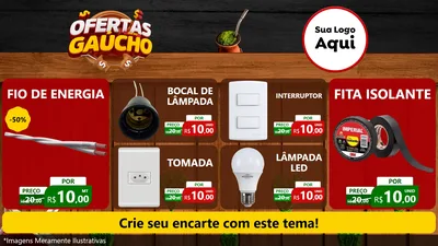 Modelo de TV para TV Horizontal com o tema Ofertas Dia do Gaúcho para Materiais Elétricos