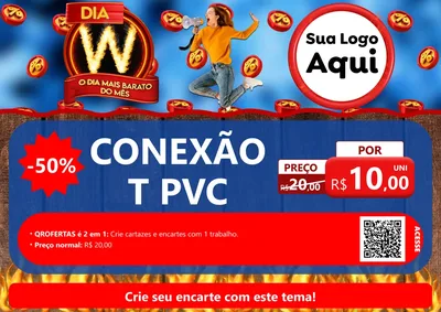 Modelo de Cartaz para Cartaz A4 Horizontal com o tema Dia W - O Dia Mais Barato Do Mês para Tubos e conexões