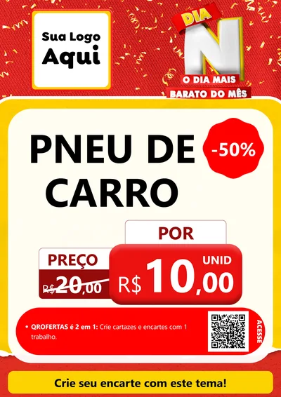 Modelo de Cartaz para Cartaz A4 Vertical com o tema Dia N o Dia Mais Barato do Mês para Auto peças