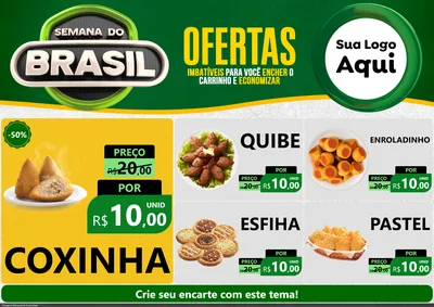 Modelo de Encarte para Encarte A4 Horizontal com o tema Semana do Brasil para Salgadaria