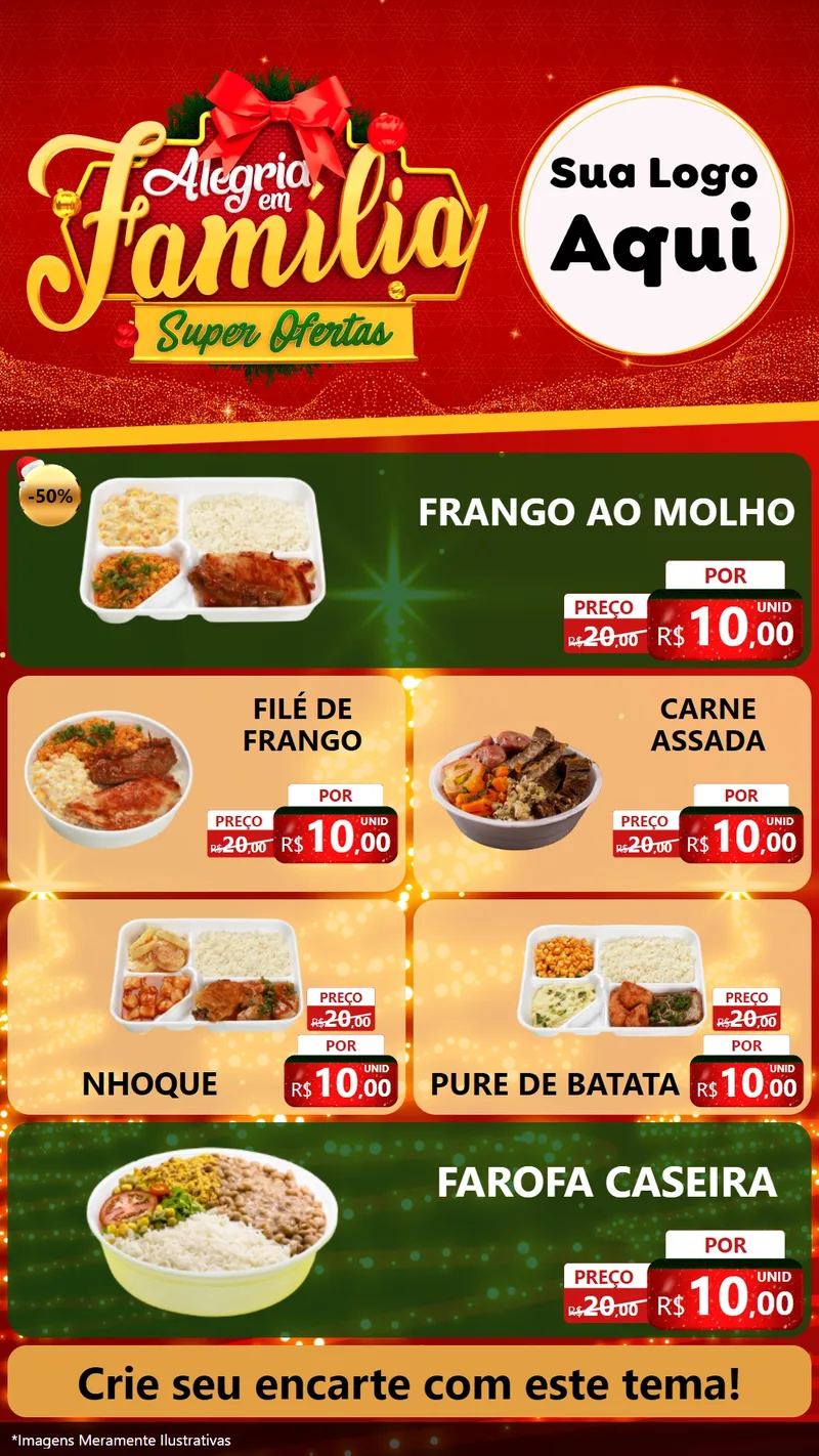 Modelo de TV para TV Vertical com o tema Alegria em Família Super Ofertas - Natal para Restaurante
