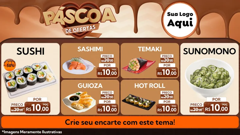 Modelo de TV para TV Horizontal com o tema Páscoa de Ofertas para Comida japonesa