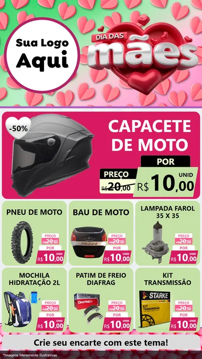 Modelo de Rede Social para Stories com o tema Dia das Mães para Moto peças