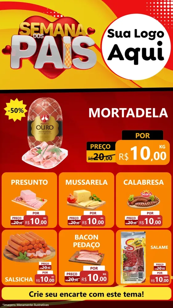 Modelo de Rede Social para Stories com o tema Semana Dos Pais para Frios e Laticínios