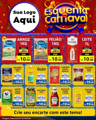 Modelo de Rede Social para Feed Instagram com o tema Esquenta de Carnaval para Supermercado