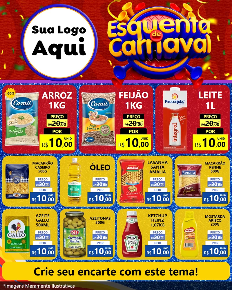 Modelo de Rede Social para Feed Instagram com o tema Esquenta de Carnaval para Supermercado