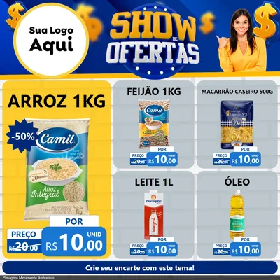 Modelo de Rede Social para Feed Facebook com o tema Show de Ofertas para Supermercado