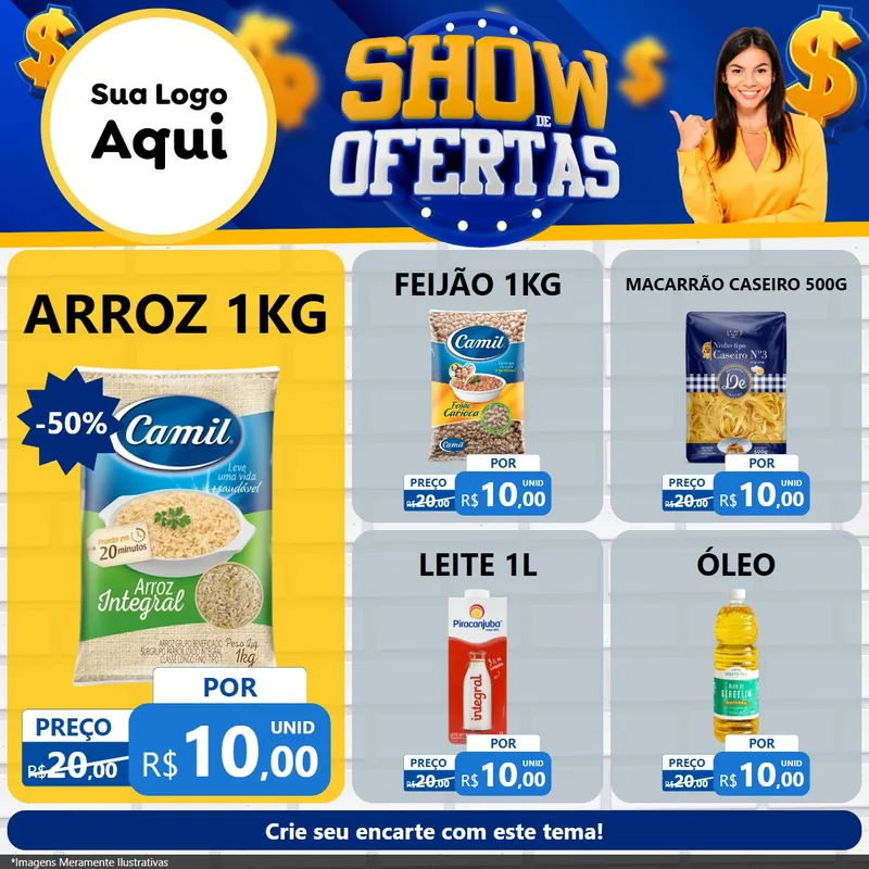 Modelo de Rede Social para Feed Facebook com o tema Show de Ofertas para Supermercado