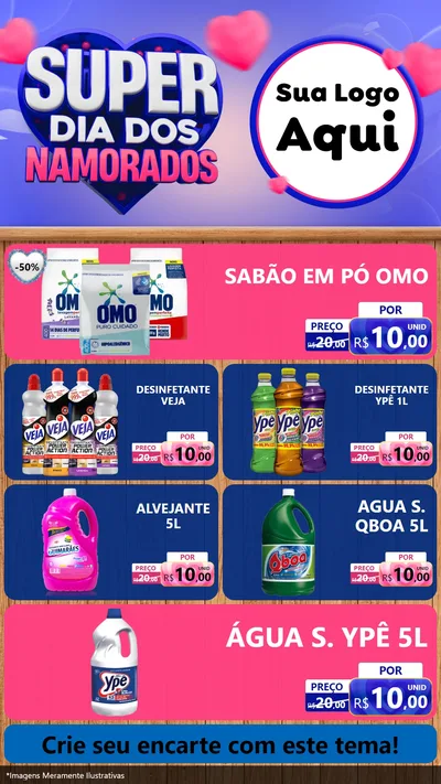 Modelo de TV para TV Vertical com o tema Super Dia dos Namorados para Produtos de Limpeza
