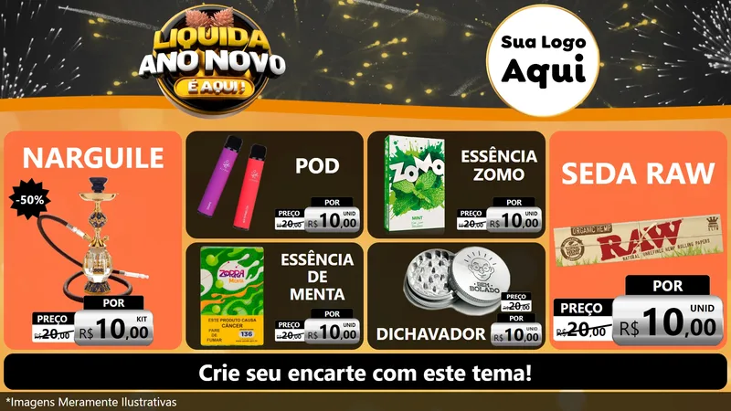 Modelo de TV para TV Horizontal com o tema Liquida Ano Novo É Aqui! para Tabacaria