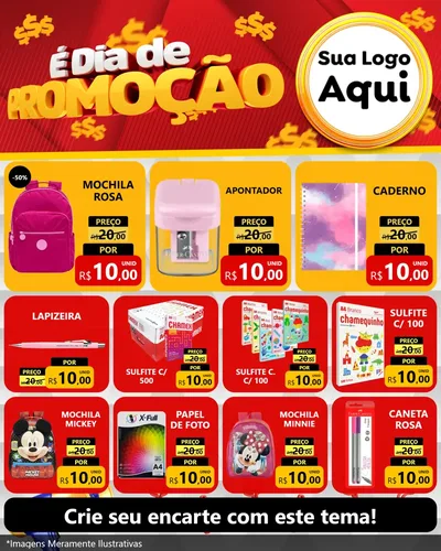 Modelo de Rede Social para Feed Instagram com o tema É Dia De Promoção para Papelaria