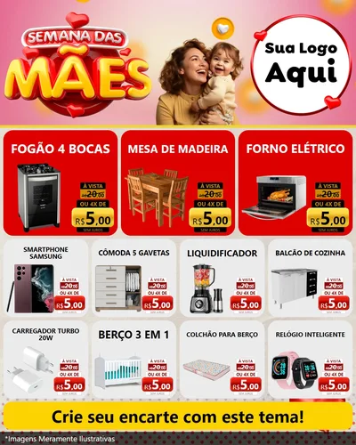 Modelo de Rede Social para Feed Instagram com o tema Semana das Mães para Móveis e Eletro