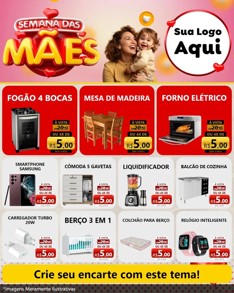 Modelo de Rede Social para Feed Instagram com o tema Semana das Mães para Móveis e Eletro