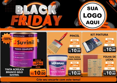 Modelo de Encarte para Encarte A4 Horizontal com o tema Black Friday para Tintas e Ferramentas