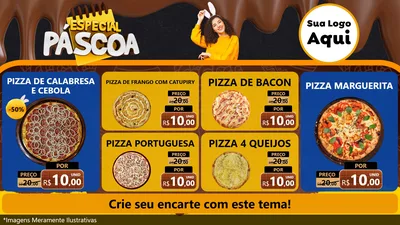 Modelo de TV para TV Horizontal com o tema Especial Páscoa para Pizzaria