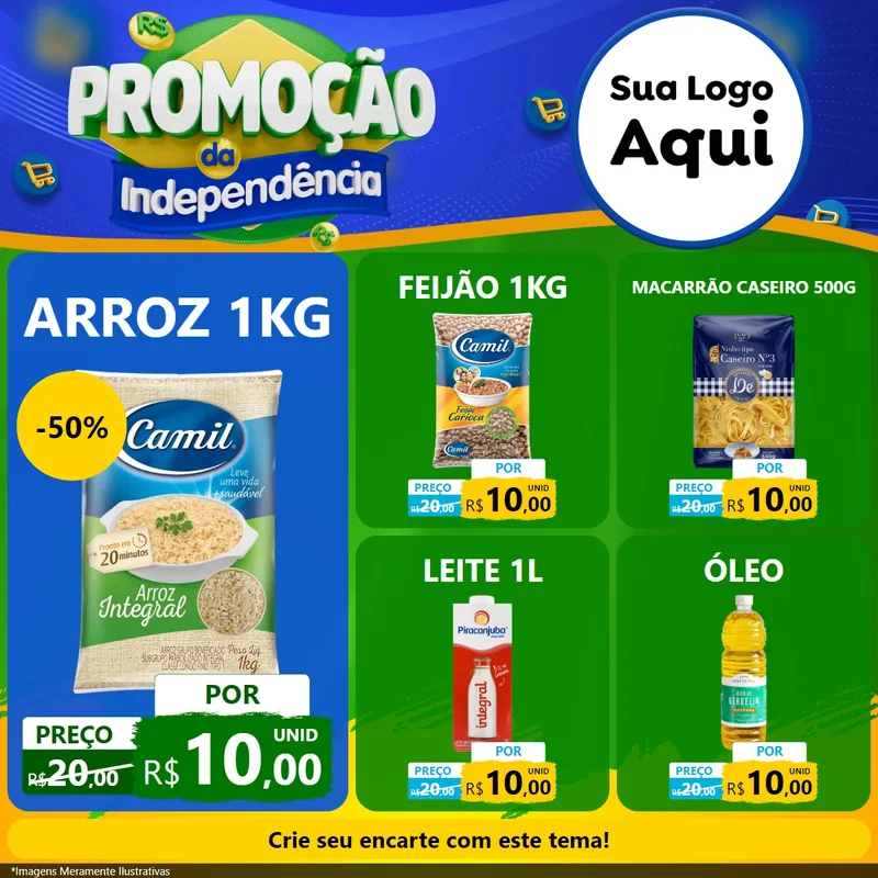 Modelo de Rede Social para Feed Facebook com o tema Promoção da Independência para Supermercado