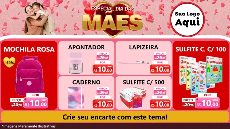 Modelo de TV para TV Horizontal com o tema Especial Dia Das Mães para Papelaria