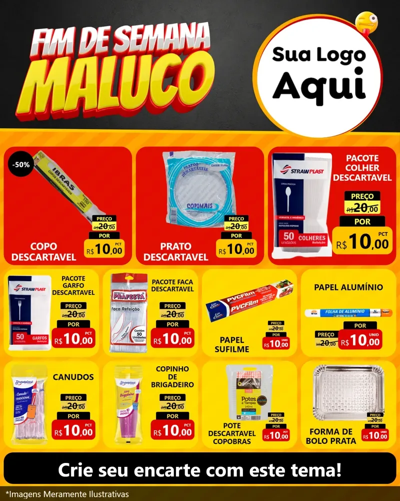Modelo de Rede Social para Feed Instagram com o tema Final de Semana Maluco para Embalagens