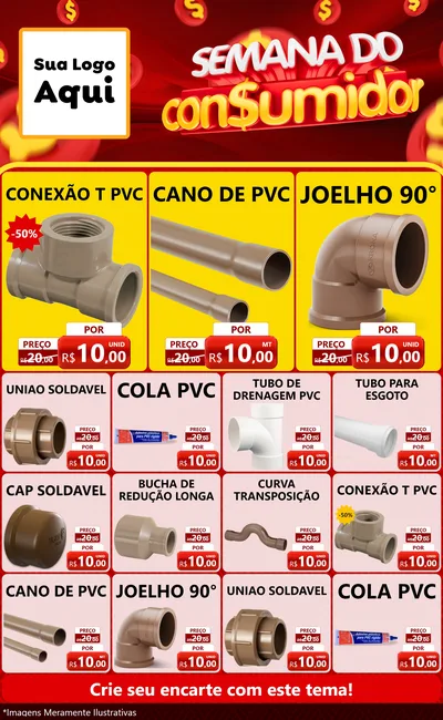 Modelo de Encarte para Encarte Grande com o tema Semana do Consumidor para Tubos e conexões